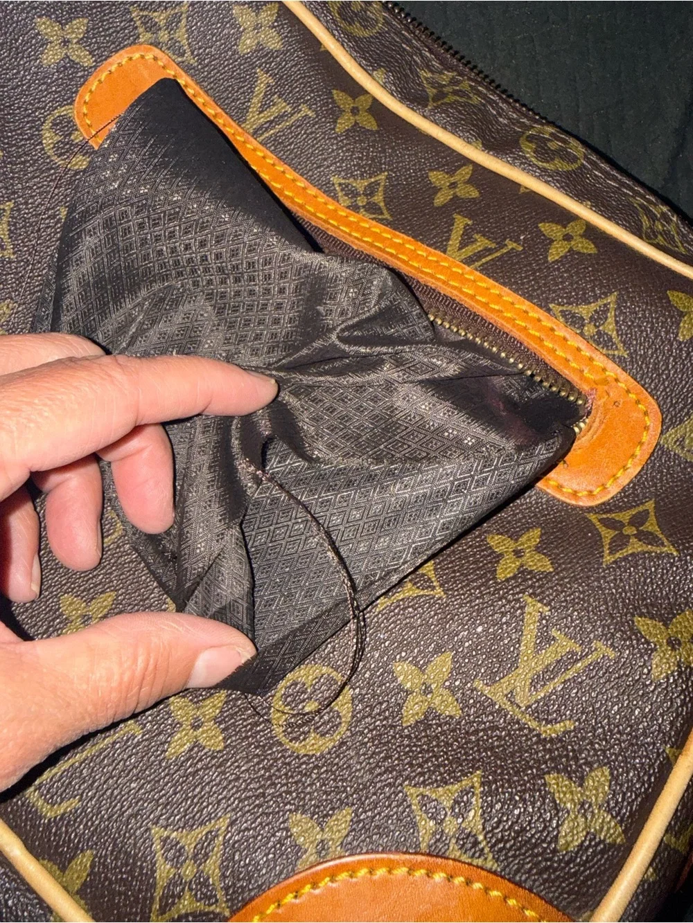 Louis Vuitton Monogram Canvas Messenger Bag with Tan Accents